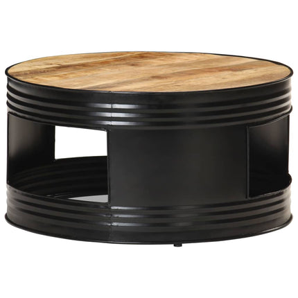Tavolino Nero 68x68x36 cm in Legno Massello di Mango Grezzo