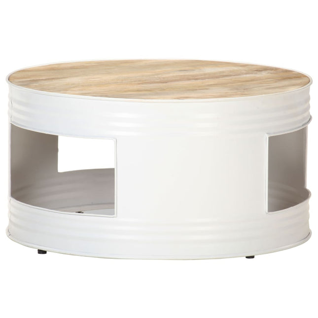 Tavolino Bianco 68x68x36 cm in Legno Massello di Mango