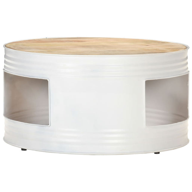 Tavolino Bianco 68x68x36 cm in Legno Massello di Mango