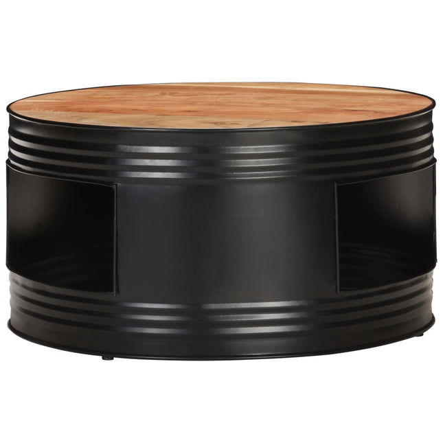 Tavolino da Salotto Nero 68x68x36 cm in Massello di Acacia