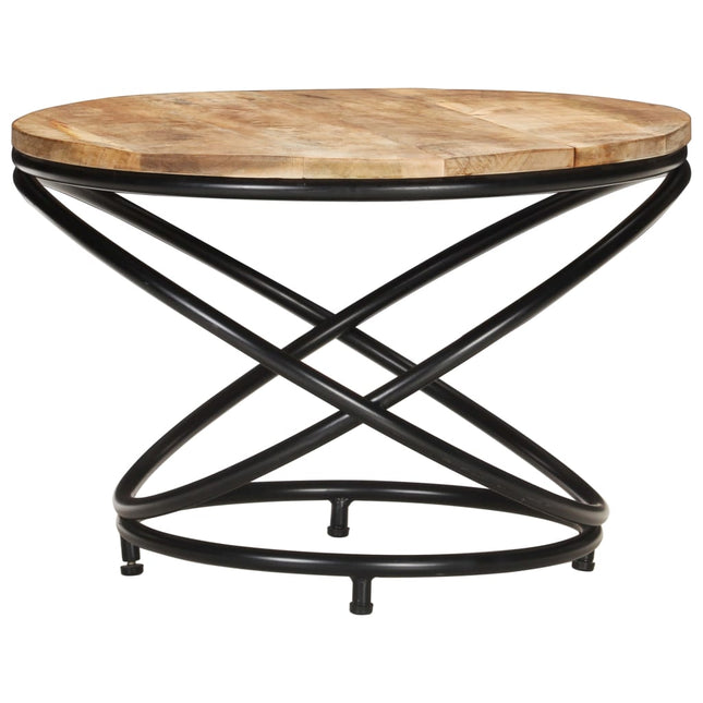 Tavolino Nero 60x60x40 cm in Legno Massello di Mango Grezzo