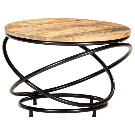 Tavolino Nero 60x60x40 cm in Legno Massello di Mango Grezzo
