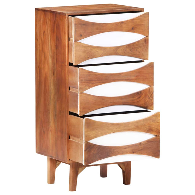 Cassettiera 43,5x35x90 cm in Legno Massello di Acacia