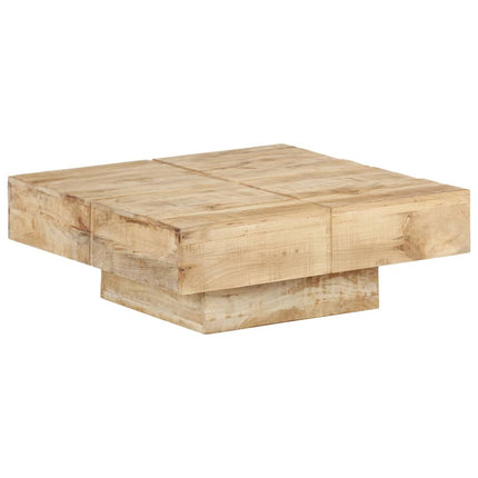 Tavolino da Salotto 80x80x28 cm in Legno Massello di Mango