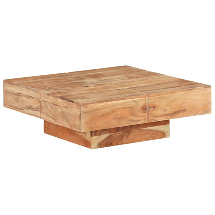 Tavolino da Salotto 80x80x28 cm in Legno Massello di Acacia