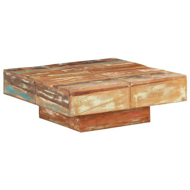 Tavolino da Salotto 80x80x28 cm in Legno Massello di Recupero