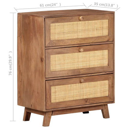 Credenza 61x35x76 cm in Legno Massello di Mango