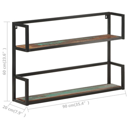 Scaffale a Muro 90x20x60 cm in Legno Massello di Recupero