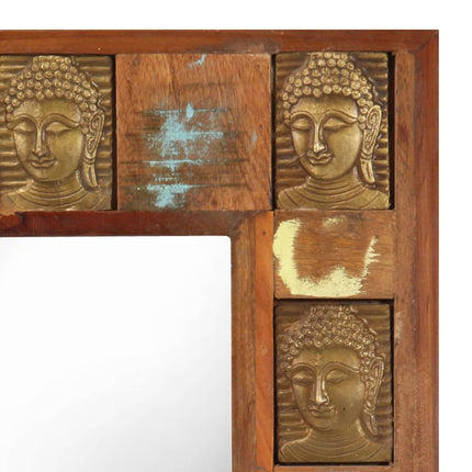 Specchio Decorato con Buddha 50x80cm Legno Massello di Recupero