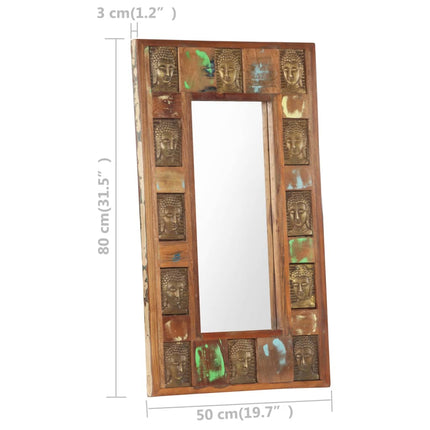 Specchio Decorato con Buddha 50x80cm Legno Massello di Recupero