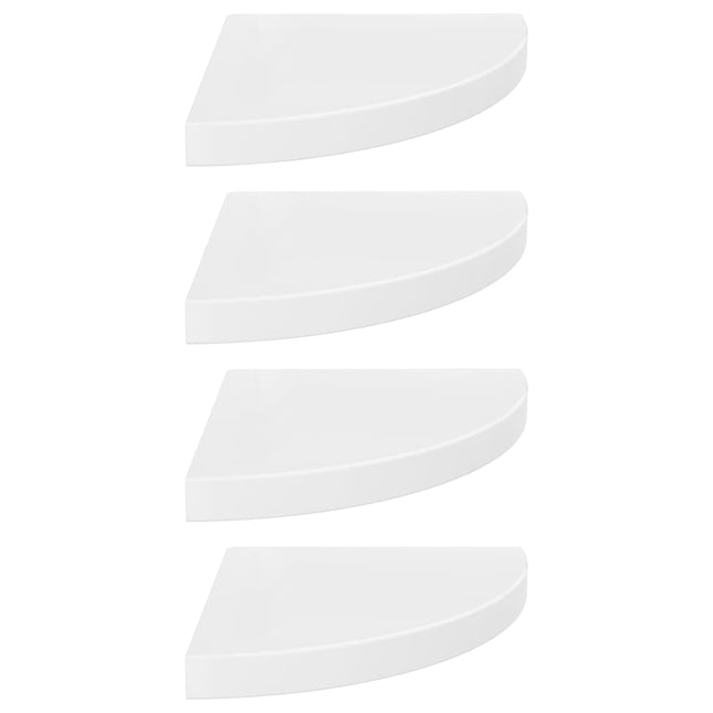 323909 Floating Corner Shelves 4 pcs High Gloss White 35x35x3,8 cm MDF