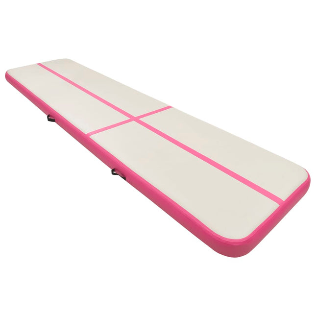 Tappetino Ginnastica Gonfiabile con Pompa 600x100x20cm PVC Rosa