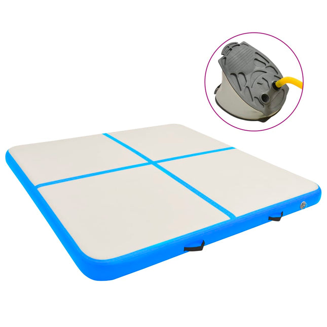 Tappetino Ginnastica Gonfiabile con Pompa 200x200x15cm PVC Blu