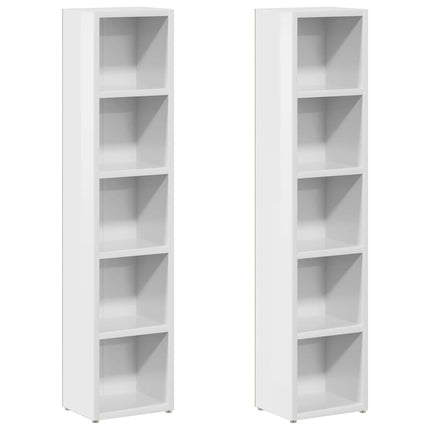 Scaffali Porta CD 2 pz Bianco Lucido 21x16x93,5 cm Multistrato