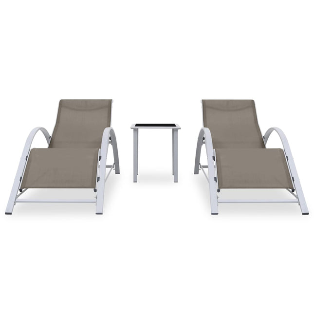 Lettini Prendisole con Tavolino 2 pz in Alluminio Grigio Talpa
