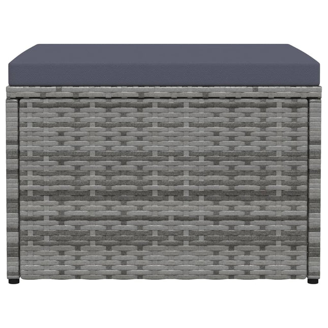 Poggiapiedi da Giardino con Cuscini Grigio in Polyrattan