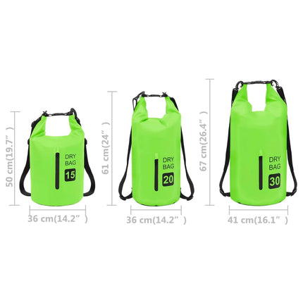 Borsa Impermeabile con Cerniera Verde 30 L in PVC