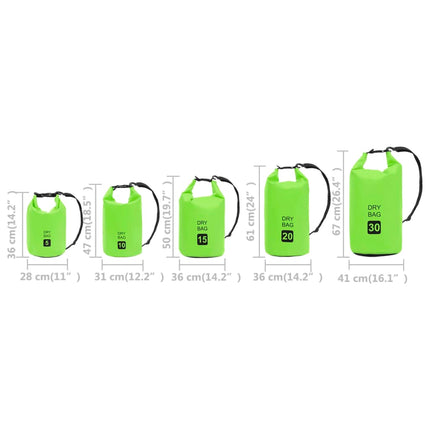 Borsa Impermeabile Verde 15 L in PVC