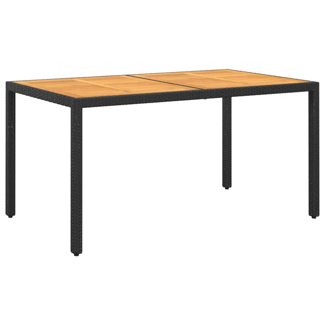 Tavolo Giardino 150x90x75cm Massello d'Acacia e Polyrattan Nero