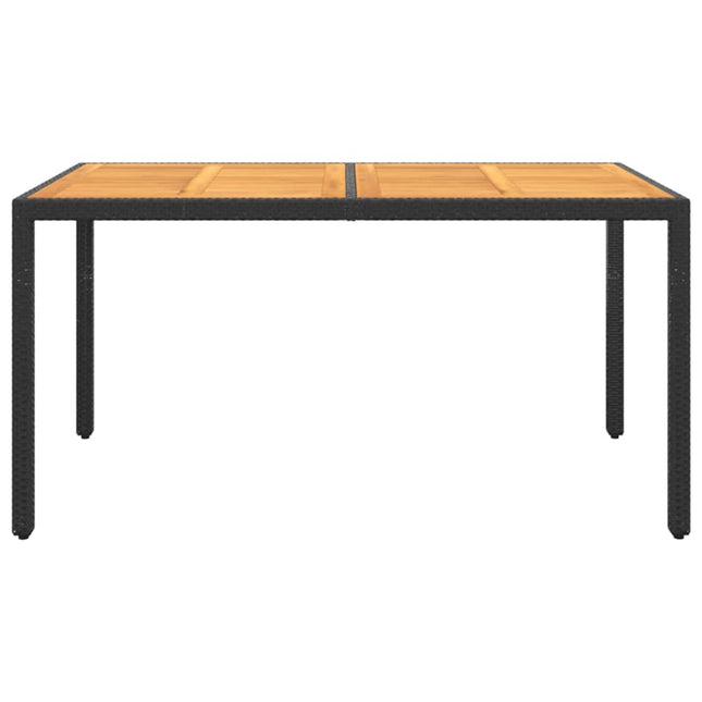 Tavolo Giardino 150x90x75cm Massello d'Acacia e Polyrattan Nero