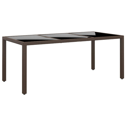 Tavolo Giardino 190x90x75 cm Vetro Temperato Polyrattan Marrone