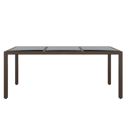 Tavolo Giardino 190x90x75 cm Vetro Temperato Polyrattan Marrone