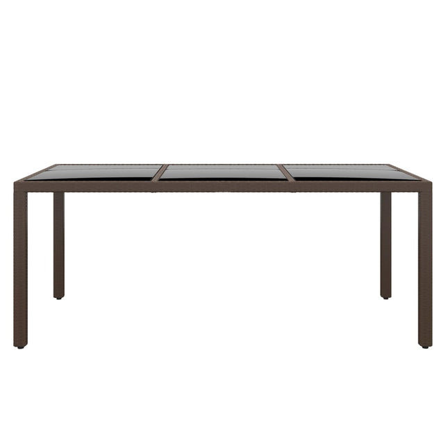 Tavolo Giardino 190x90x75 cm Vetro Temperato Polyrattan Marrone