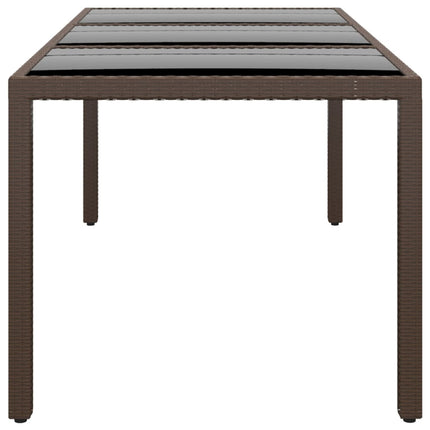 Tavolo Giardino 190x90x75 cm Vetro Temperato Polyrattan Marrone