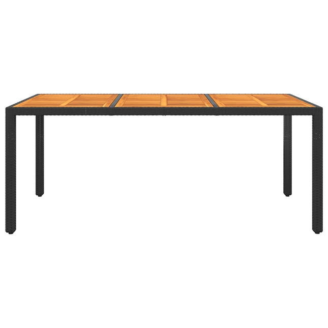 Tavolo Giardino 190x90x75 cm Massello Acacia e Polyrattan Nero
