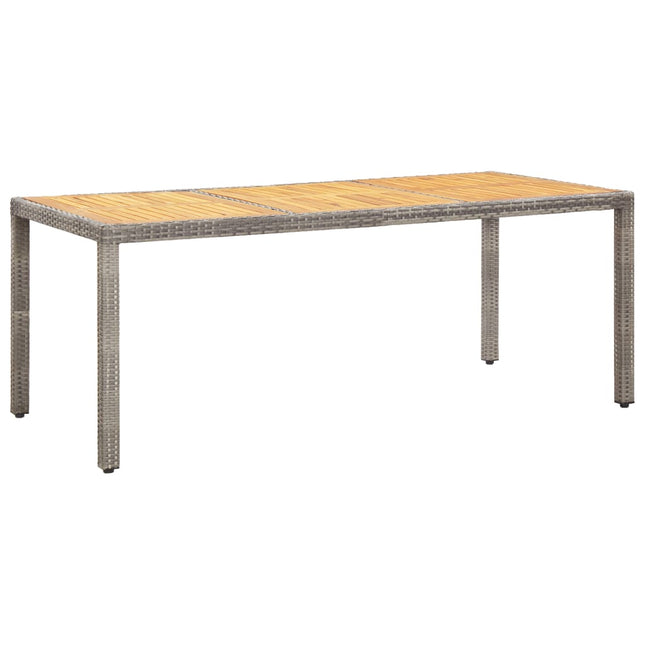 Tavolo Giardino Grigio 190x90x75cm Polyrattan Legno di Acacia