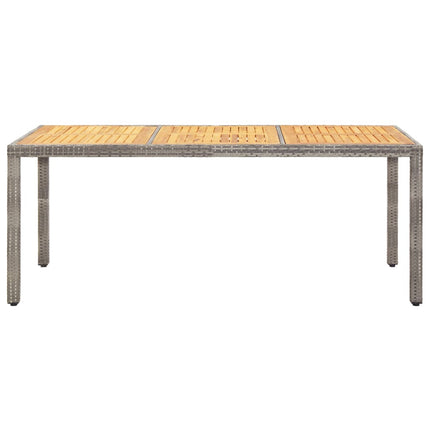 Tavolo Giardino Grigio 190x90x75cm Polyrattan Legno di Acacia