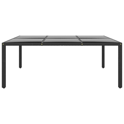Tavolo Giardino 200x150x75 cm Vetro Temperato e Polyrattan Nero