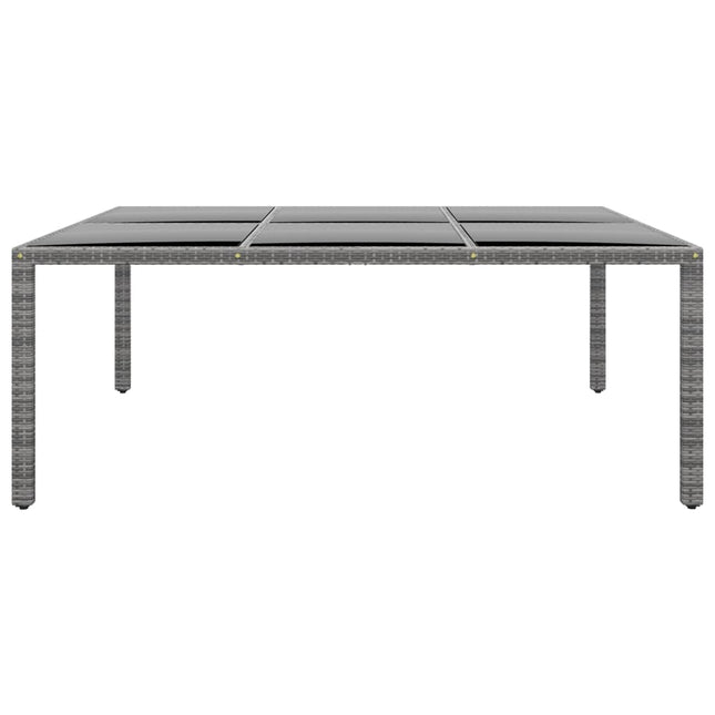 Tavolo Giardino 200x150x75 cm Vetro Temperato Polyrattan Grigio