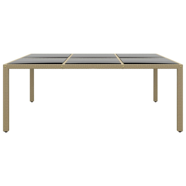Tavolo Giardino 200x150x75 cm Vetro Temperato Polyrattan Beige