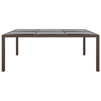 Tavolo da Giardino con Piano Vetro Marrone 200x150x75 cm Rattan