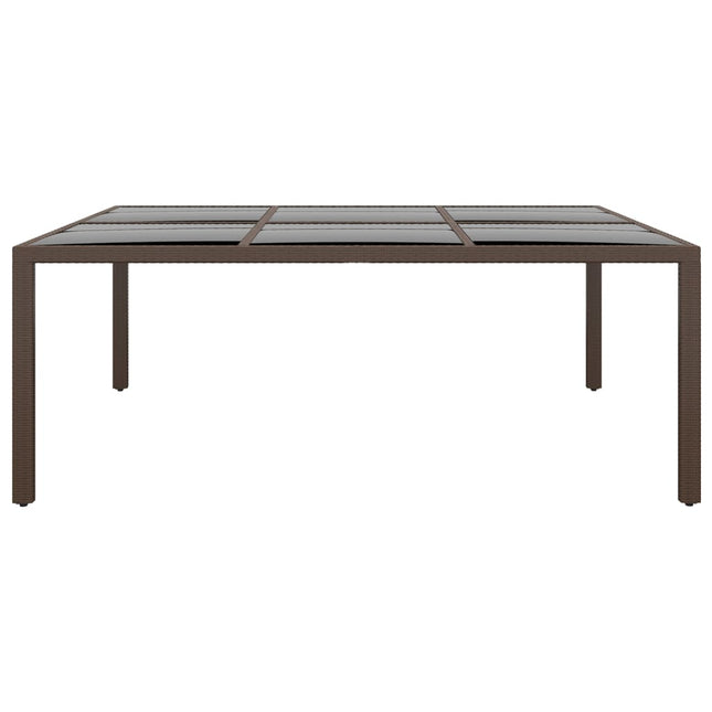 Tavolo da Giardino con Piano Vetro Marrone 200x150x75 cm Rattan