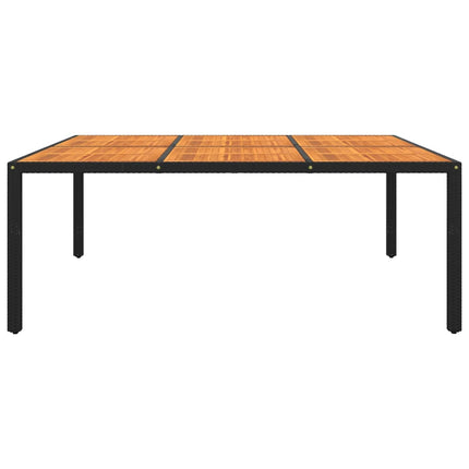 Tavolo Giardino 200x150x75 cm Massello Acacia e Polyrattan Nero