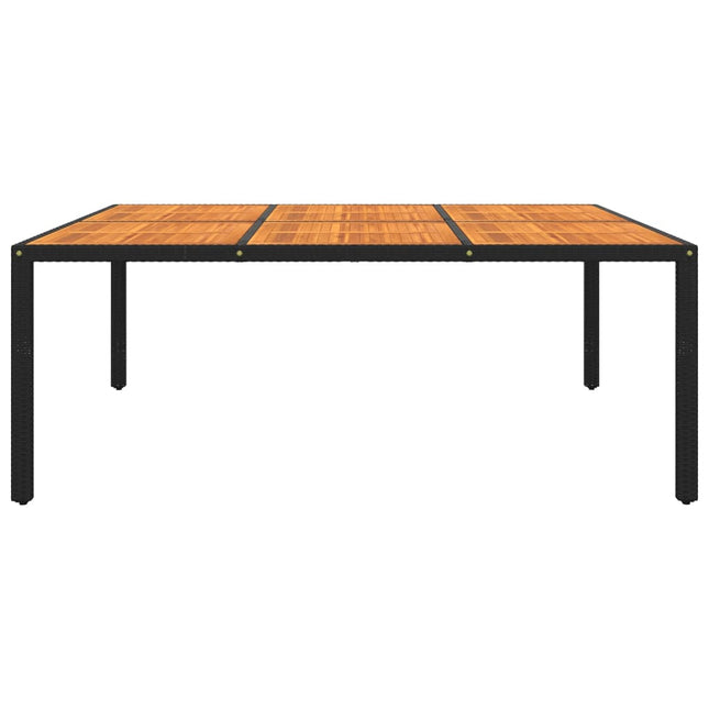 Tavolo Giardino 200x150x75 cm Massello Acacia e Polyrattan Nero