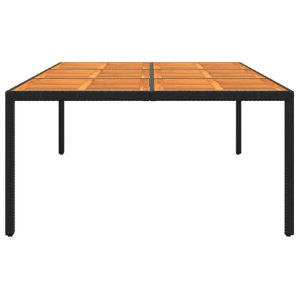 Tavolo Giardino 200x150x75 cm Massello Acacia e Polyrattan Nero