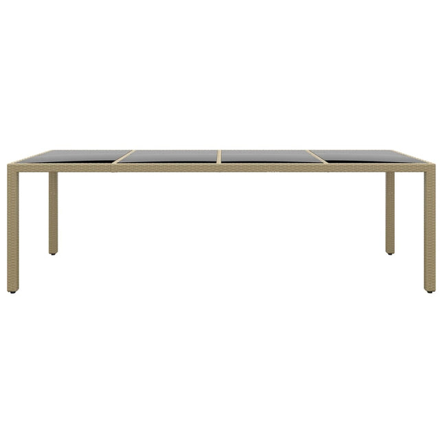 Tavolo da Giardino con Piano Vetro Beige in Polyrattan
