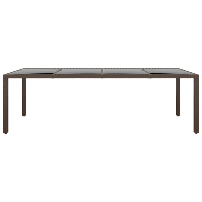 Tavolo da Giardino con Piano Vetro Marrone in Polyrattan