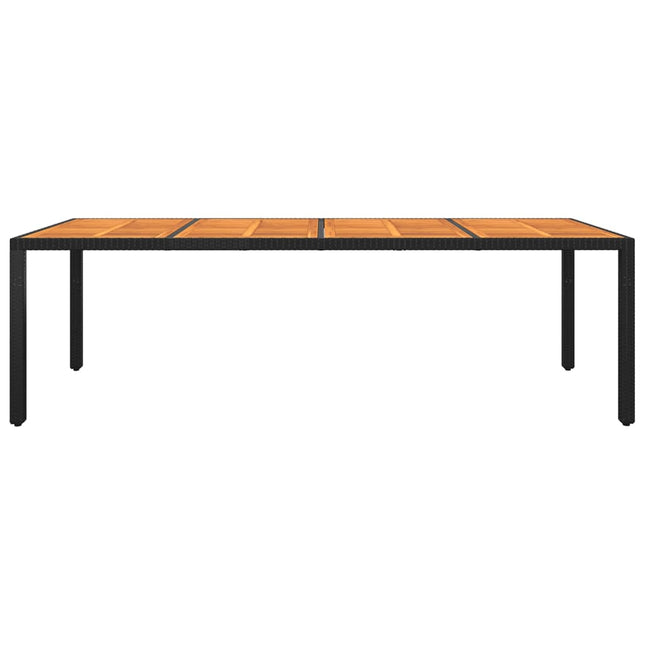 Tavolo Giardino 250x100x75 cm Massello Acacia e Polyrattan Nero