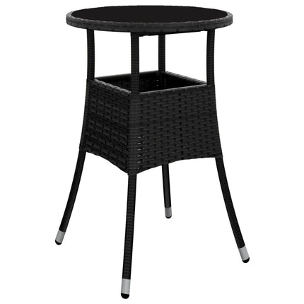 Tavolo da Giardino Ã˜60x75 cm Vetro Temperato e Polyrattan Nero