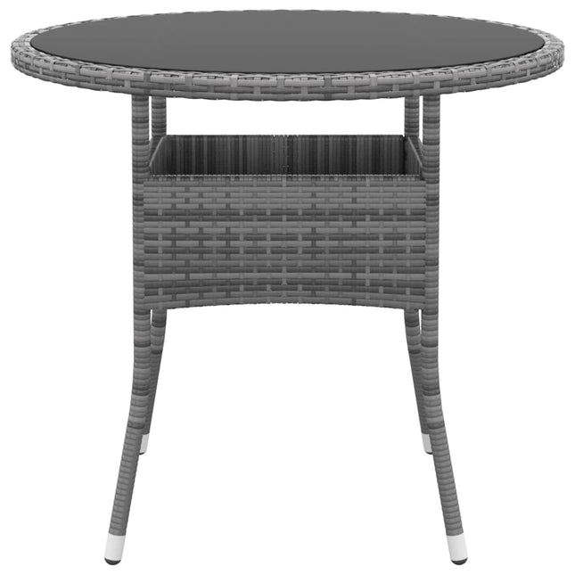 Tavolo da Giardino Ø80x75cm Vetro Temperato e Polyrattan Grigio