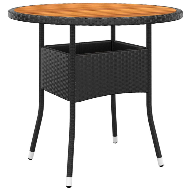Tavolo Giardino Ã˜80x75 cm Massello Acacia e Polyrattan Nero