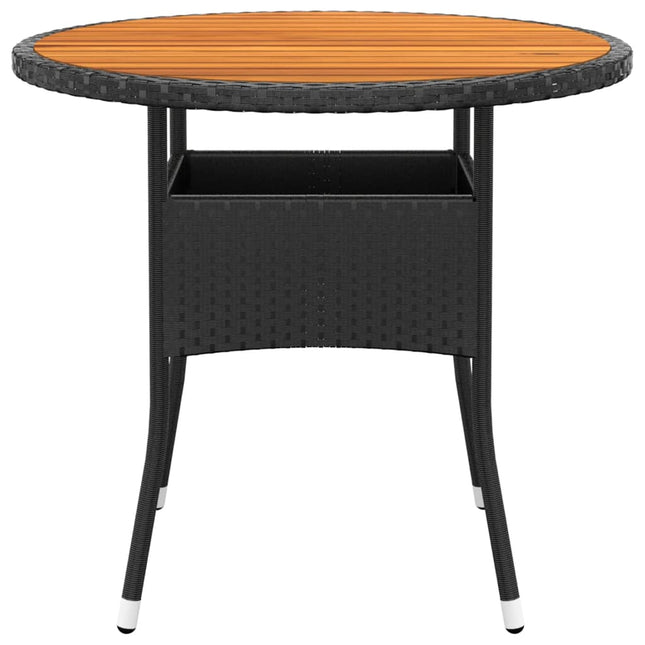 Tavolo Giardino Ã˜80x75 cm Massello Acacia e Polyrattan Nero