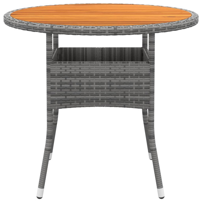 Tavolo Giardino Ã˜80x75 cm Massello Acacia e Polyrattan Grigio