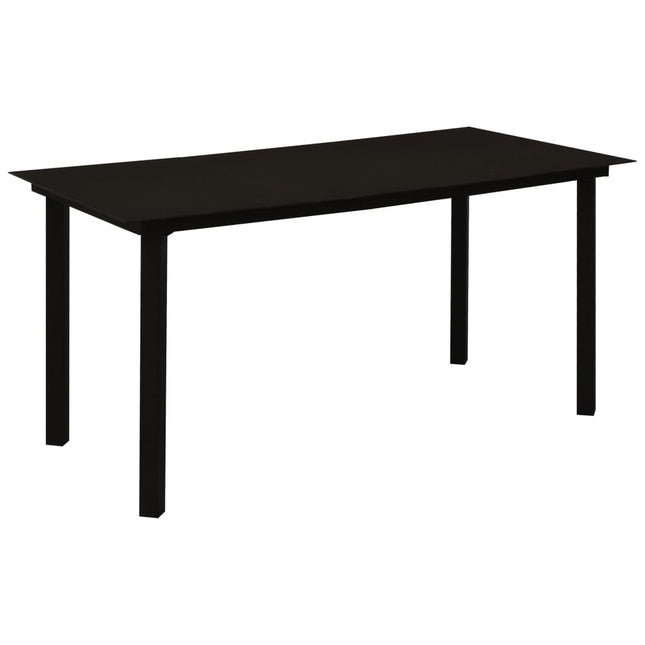 Tavolo da Giardino Nero 150x80x74 cm in Acciaio e Vetro