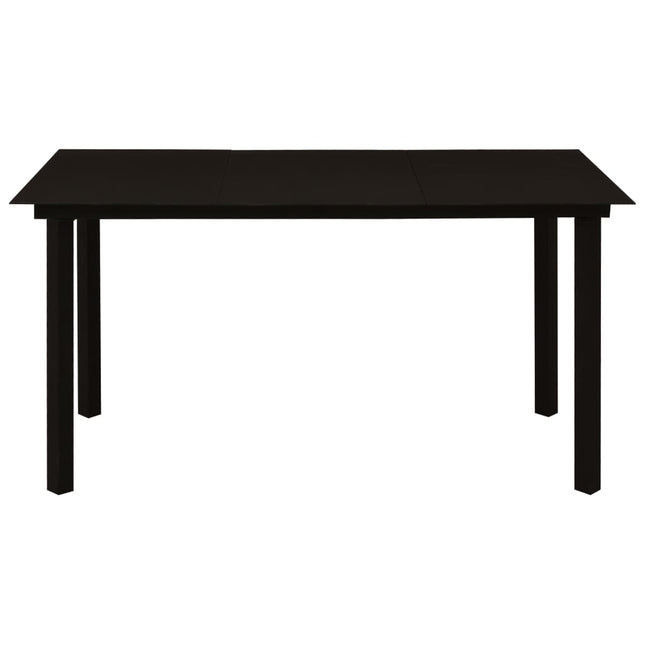 Tavolo da Giardino Nero 150x80x74 cm in Acciaio e Vetro