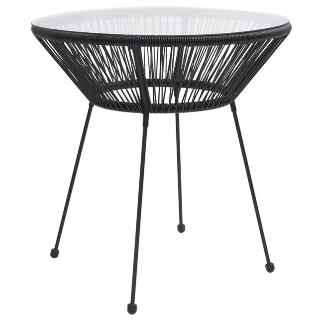 Tavolo da Pranzo per Giardino Nero Ã˜70x74 cm in Rattan e Vetro